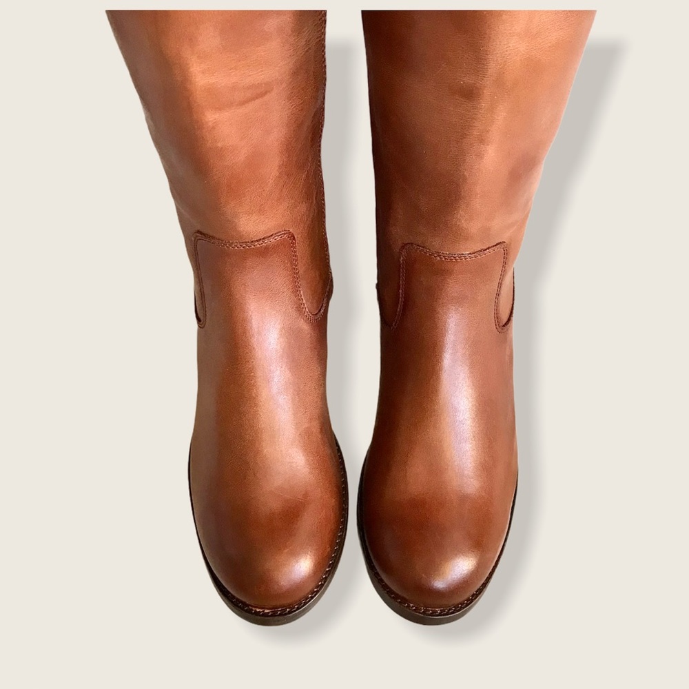 Frye Molly Button Cognac Leather Riding Boots - Picture 12 of 15